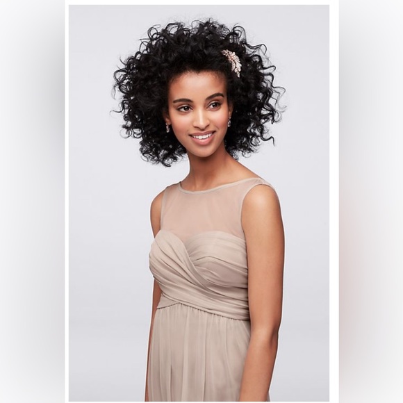 Pewter Gray David’s Bridal Long Illusion Mesh dress - Picture 5 of 7